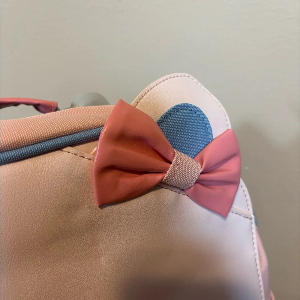 Lisinuo Cat Pink Blue Kitty Bow Backpack Bookbag Travel Carry On Bag